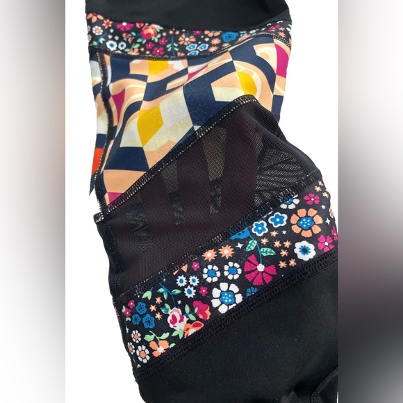 JoyLab Leggings Patchwork Floral + Geometric Print Women’s S Black/Multi Yoga - Picture 2 of 9